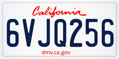 CA license plate 6VJQ256