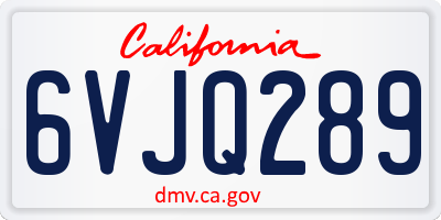 CA license plate 6VJQ289