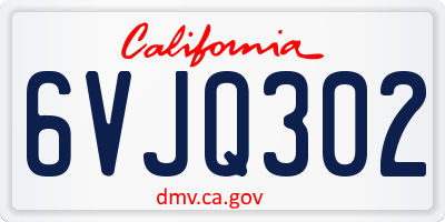 CA license plate 6VJQ302