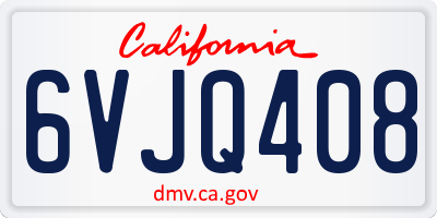 CA license plate 6VJQ408