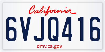 CA license plate 6VJQ416