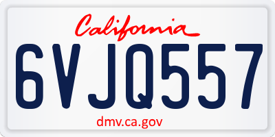 CA license plate 6VJQ557