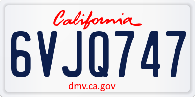 CA license plate 6VJQ747