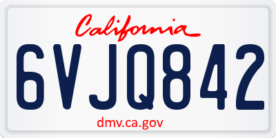 CA license plate 6VJQ842