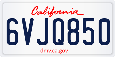 CA license plate 6VJQ850