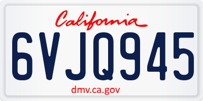 CA license plate 6VJQ945
