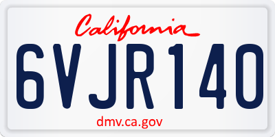 CA license plate 6VJR140