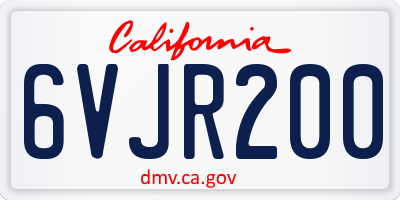 CA license plate 6VJR200