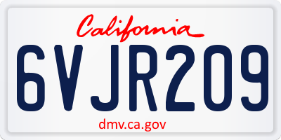 CA license plate 6VJR209