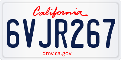 CA license plate 6VJR267