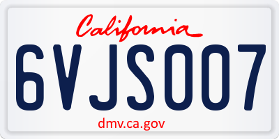 CA license plate 6VJS007