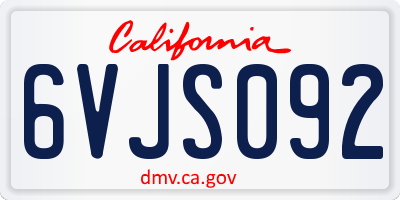 CA license plate 6VJS092
