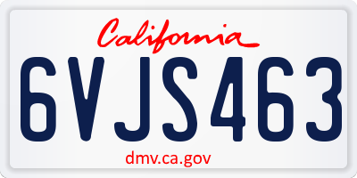 CA license plate 6VJS463