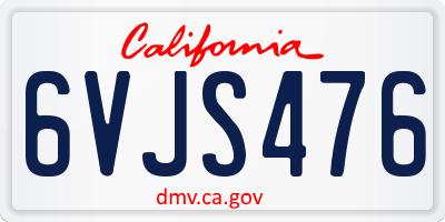 CA license plate 6VJS476