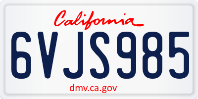 CA license plate 6VJS985