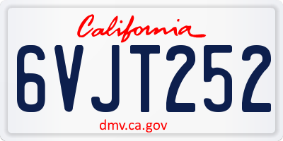 CA license plate 6VJT252