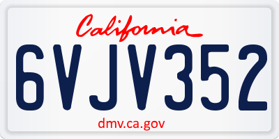 CA license plate 6VJV352