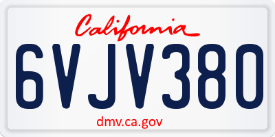 CA license plate 6VJV380