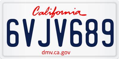 CA license plate 6VJV689