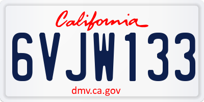 CA license plate 6VJW133
