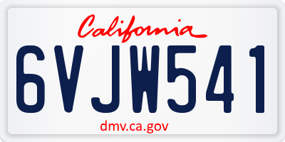 CA license plate 6VJW541