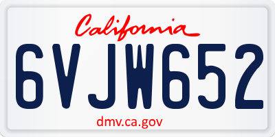 CA license plate 6VJW652