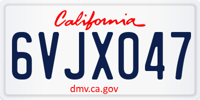 CA license plate 6VJX047