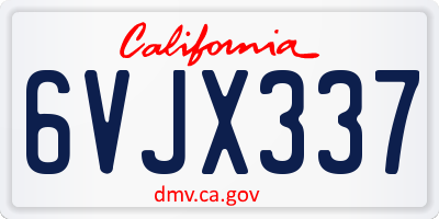 CA license plate 6VJX337