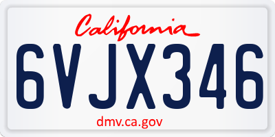 CA license plate 6VJX346