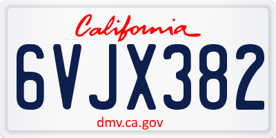 CA license plate 6VJX382