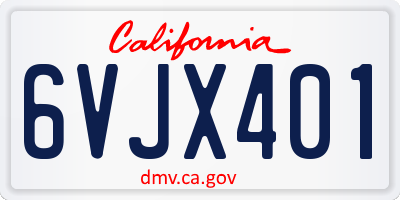 CA license plate 6VJX401