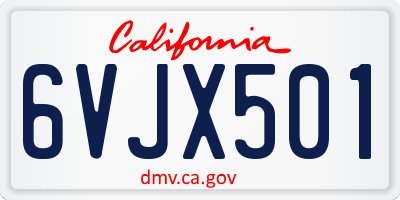 CA license plate 6VJX501