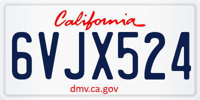 CA license plate 6VJX524
