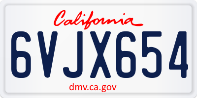 CA license plate 6VJX654