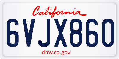 CA license plate 6VJX860