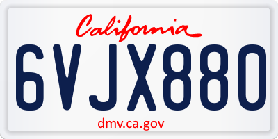 CA license plate 6VJX880