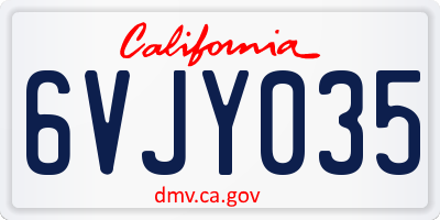 CA license plate 6VJY035