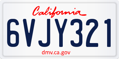 CA license plate 6VJY321