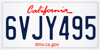 CA license plate 6VJY495