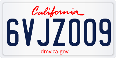 CA license plate 6VJZ009