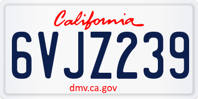 CA license plate 6VJZ239