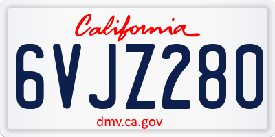 CA license plate 6VJZ280
