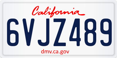 CA license plate 6VJZ489