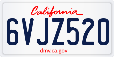 CA license plate 6VJZ520