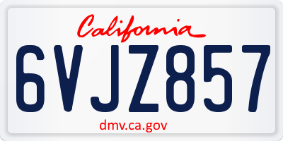 CA license plate 6VJZ857