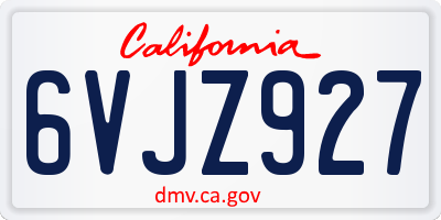 CA license plate 6VJZ927
