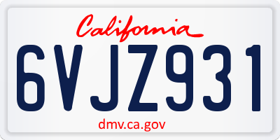 CA license plate 6VJZ931