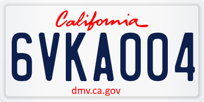 CA license plate 6VKA004