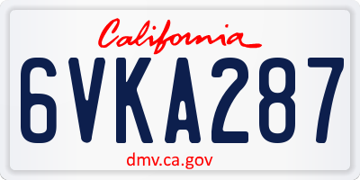 CA license plate 6VKA287