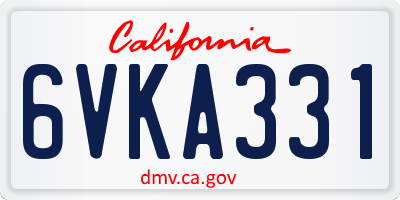 CA license plate 6VKA331